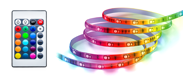 6 ft LED Light Strip Adhesive Back USB, Remote Control