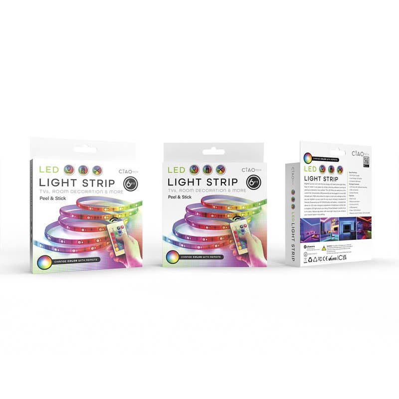 6 ft LED Light Strip Adhesive Back USB, Remote Control